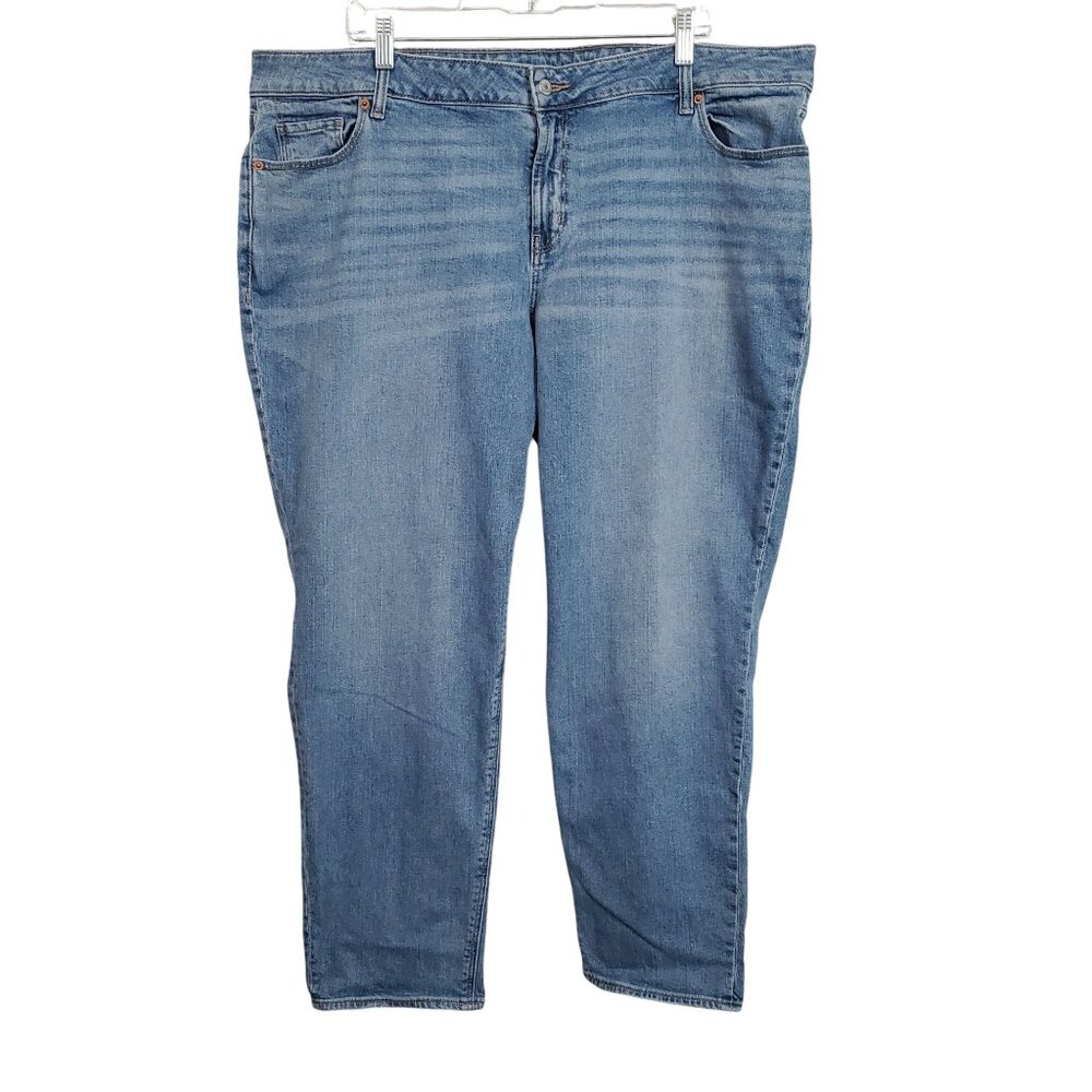 Old Navy Womens Plus 22 Long Jeans Boyfriend Mid Rise Straight Stretch Denim